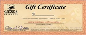 Ghann&#39;s Crickets Gift Certificate